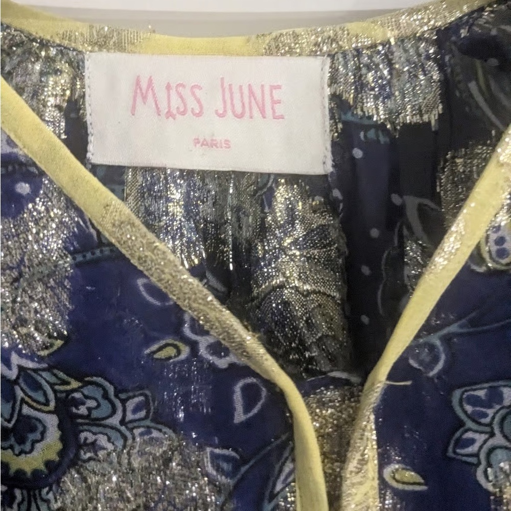 VGUC Miss June Yumi dress Royal blue with gold stitching - Picture 4 of 5